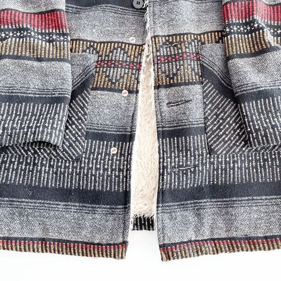Billabong Womens Zippora Black Tribal Woven Jacket Coat Gray & Red Small - Picture 7 of 8